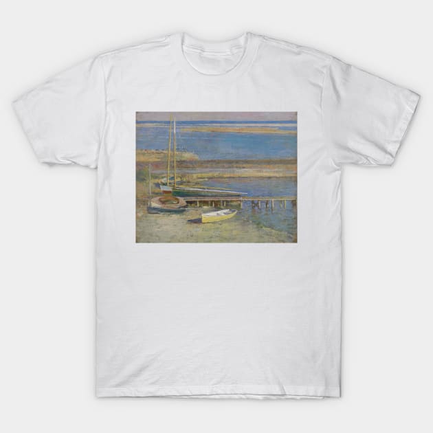 Boats at a Landing by Theodore Robinson T-Shirt by Classic Art Stall